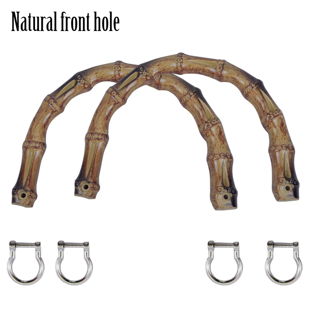 Natural front hole Tanqu Новая 1 пара бамбуковых пластиковых ручек для классической Мини O сумки женские сумки для Obag корзины O moon - Цвет: Natural front hole