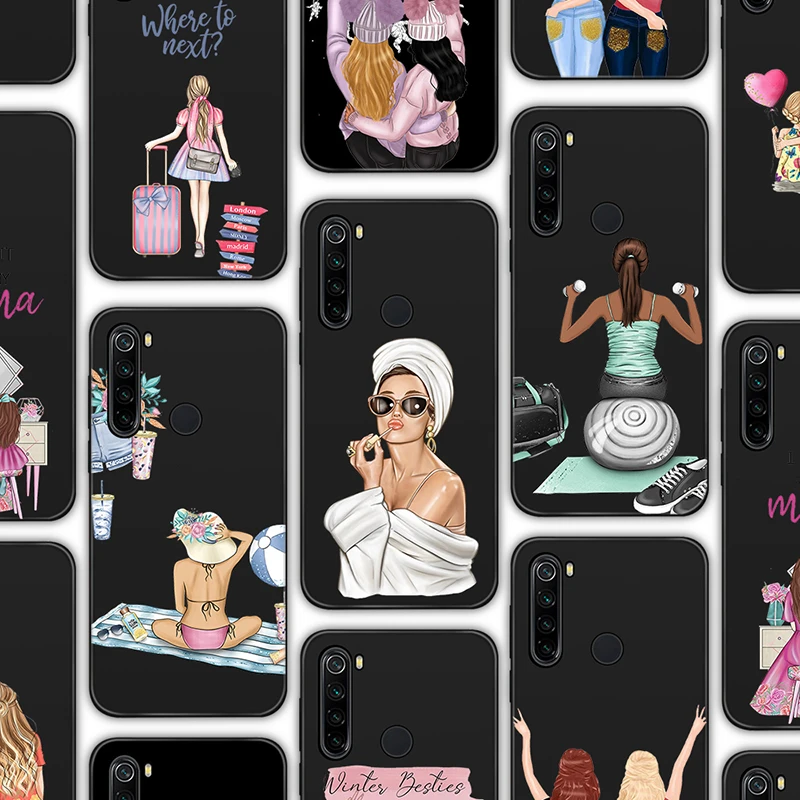 

Luxury Fashion Girl Cute Funda Case For Xiaomi Redmi MI Note 10 10S 10T 11 9 9S 9T 9C 9A 40 30 30S 9 9T 8 8T Pro Lite Ultra TPU