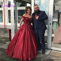 elegant off the shoulder lace evening dress for party burgundy long prom dresses custom made evening formal gowns