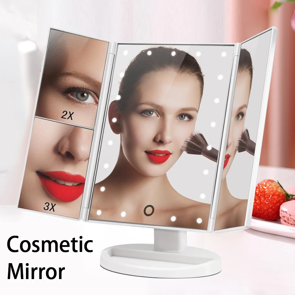 Светодиодный сенсорный экран 22 светильник зеркало для макияжа 3 Складные