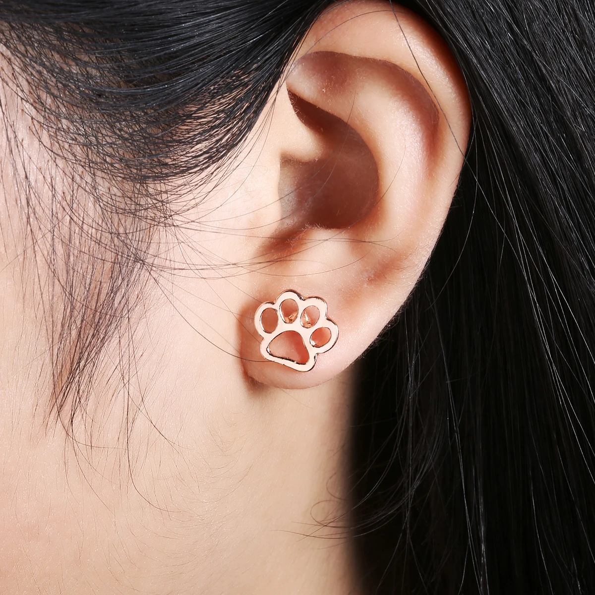 Простые серьги гвоздики с принтом лап для девочек и женщин Корейские Крошечные