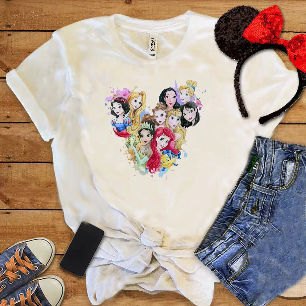 

Women Cute Princess Graphic T-shirt Holiday Female Aesthetic Clothes Summer Instagram Short Sleeve Kawaii Tee Gift for Sisters