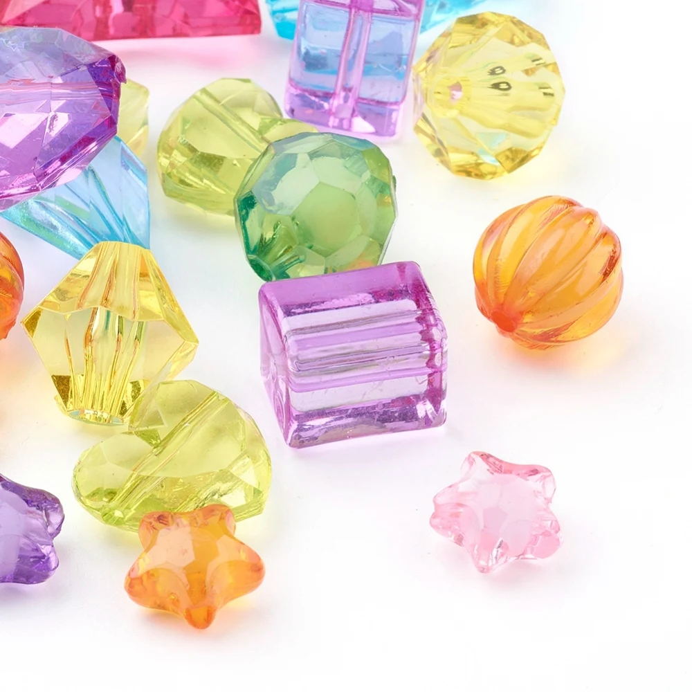 

500g Mixed Style Acrylic Beads Mixed Shapes Mixed Color 6~29x5~18mm Hole: 1.5~3mm