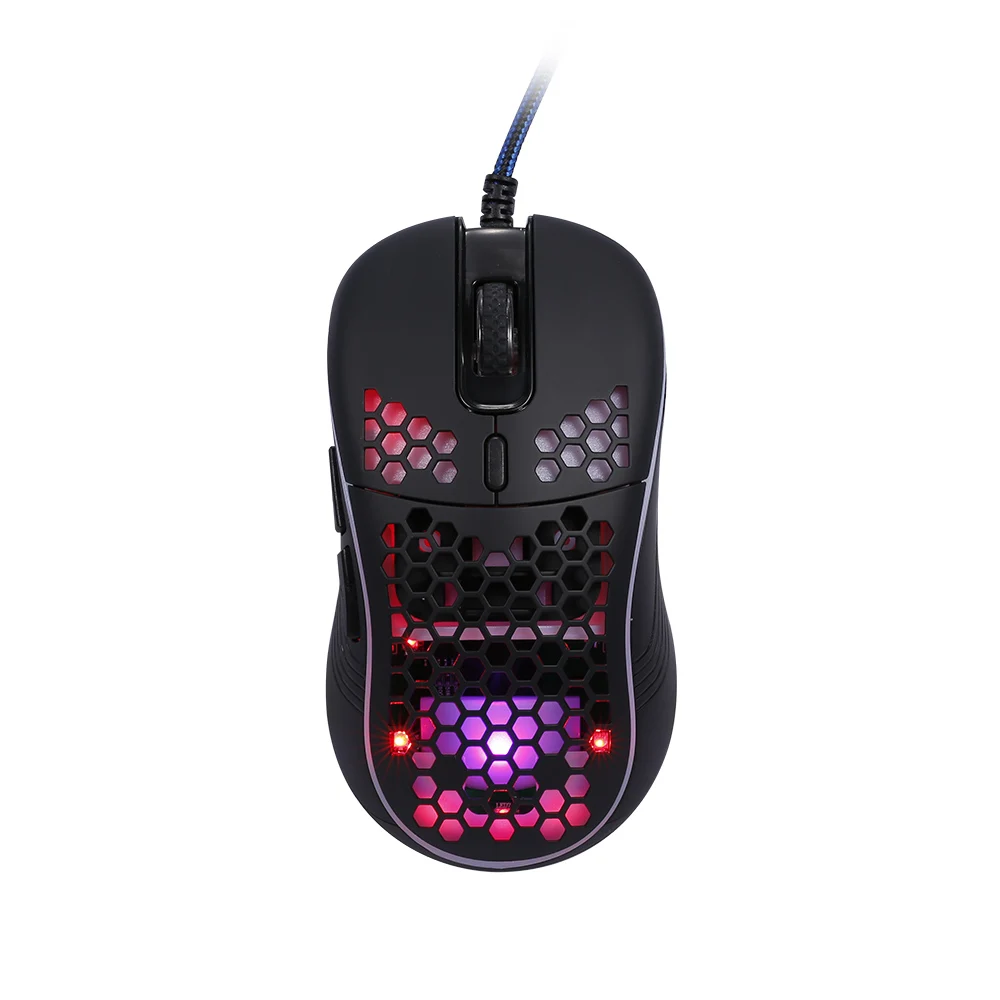 

USB Wired Mouse Gaming Mouse Ergonomic Mouse with Six Adjustable DPI Hollowed-out Honeycomb Design for Desktop Laptop