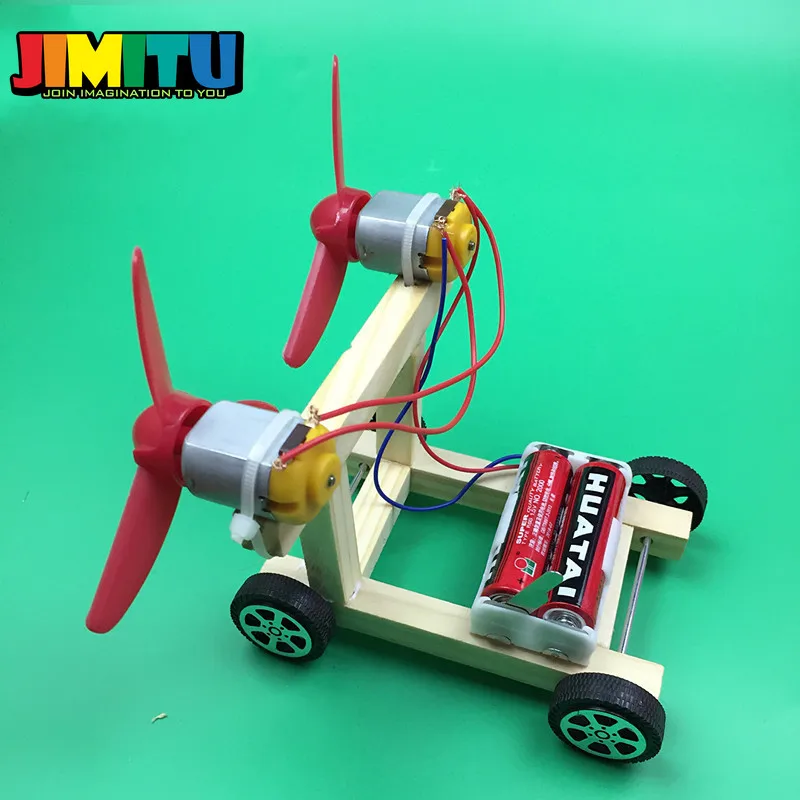 DIY модель автомобиля с ветровой энергией деревянный Электрический набор для