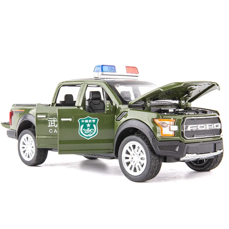 

Model Diecasts & Toy Vehicles Police FORD F150 Car Truck 1:32 Metal Alloy Simulation Pull Back Kids Toys Boy Gifts For Children