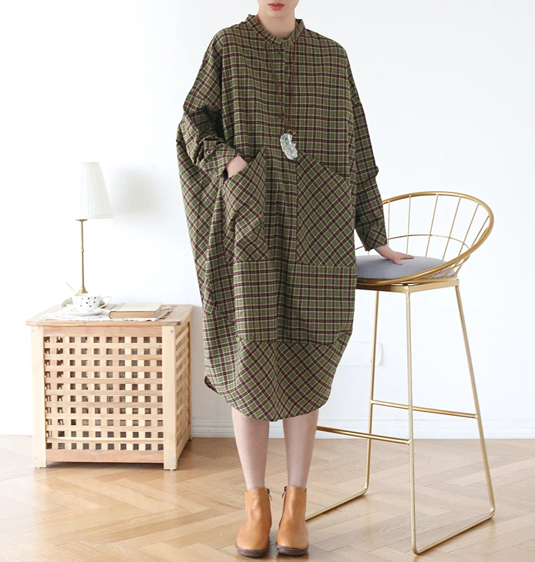 Новинка 2020 весенние платья размера плюс винтажное клетчатое Хлопковое платье