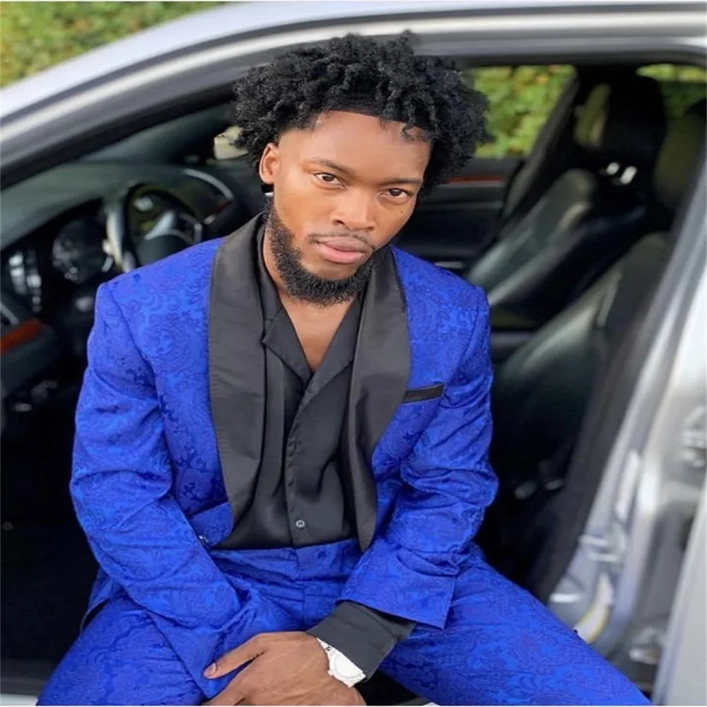 

2021New High Quality Royal Blue Custom Classic Slim Shawl Lapel Men's Suit Wedding Groom Tuxedo Best Man Fashion Best Man2 Piece