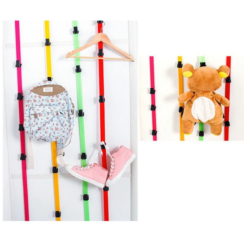 

1/5 PCS Adjustable Cap Bag Door Rack Punch-free Storage Strap Hook for Cloth Hat Adjustable Height 210*2.5cm REME889