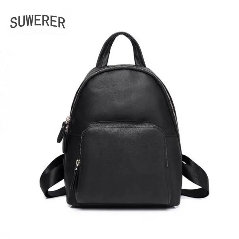 

SUWERER New Genuine Leather Bags Fashion casual real cowhide leather backpack quality soft women backpack