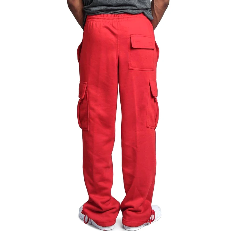 

Newly Men Cargo Pockets Sweat Pants Casual Loose Trousers Solid Color Soft for Sports DO99