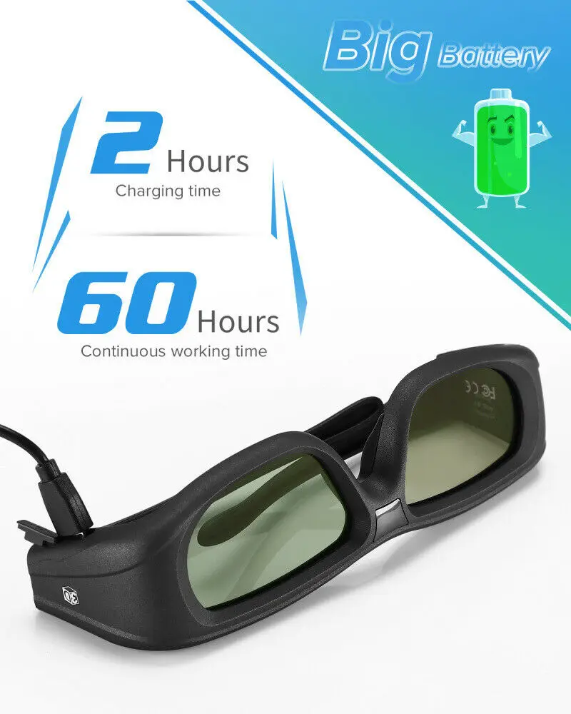 Bluetooth 3D очки с активным затвором перезаряжаемые совместимые проектором Epson Sony/Sony