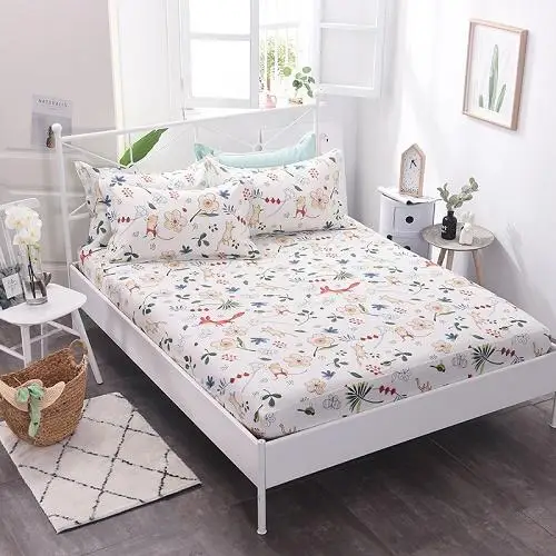 53 New Product 1pcs Cotton Printing bed mattress set with four corners and elastic band sheets - Цвет: aixia