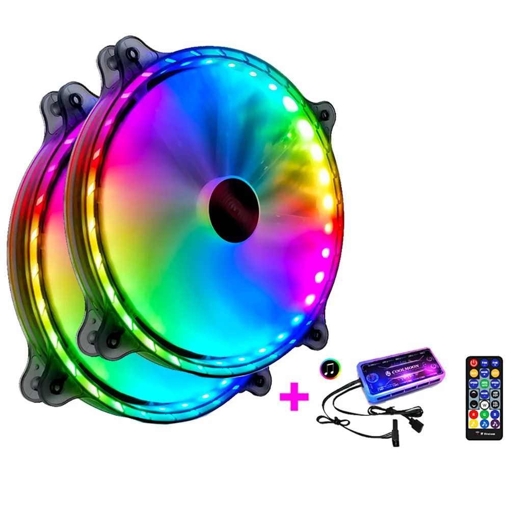 

20cm 32 LED Heat Dissipation For Computer Case Durable With Remote Controller Large Air Volume RGB Cooling Fan Hydraulic Bearing