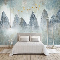 custom mural wallpaper nordic retro 3d abstract landscape bird background wall abstract decorative painting papel de parede 3 d