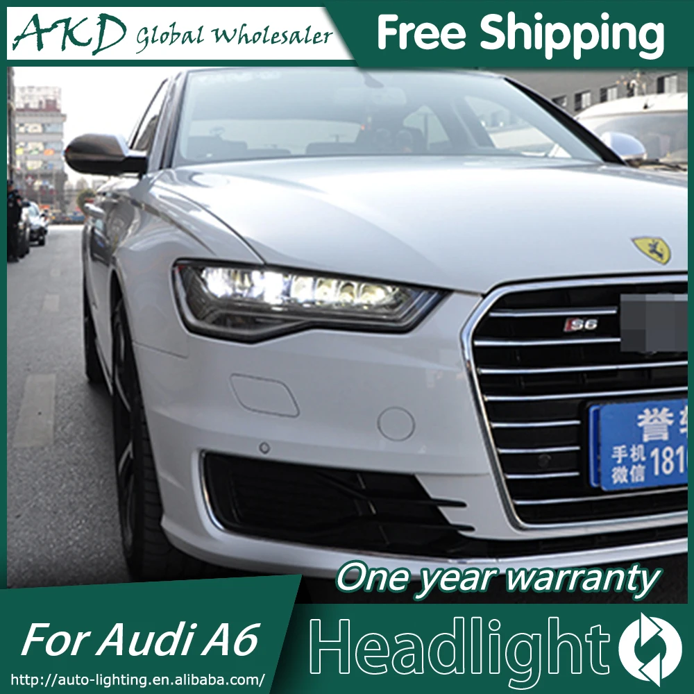 AKD автомобильный Стайлинг для Audi A6 фары 2013 2017 светодиодный фонарь ANGEL EYE Ближний и