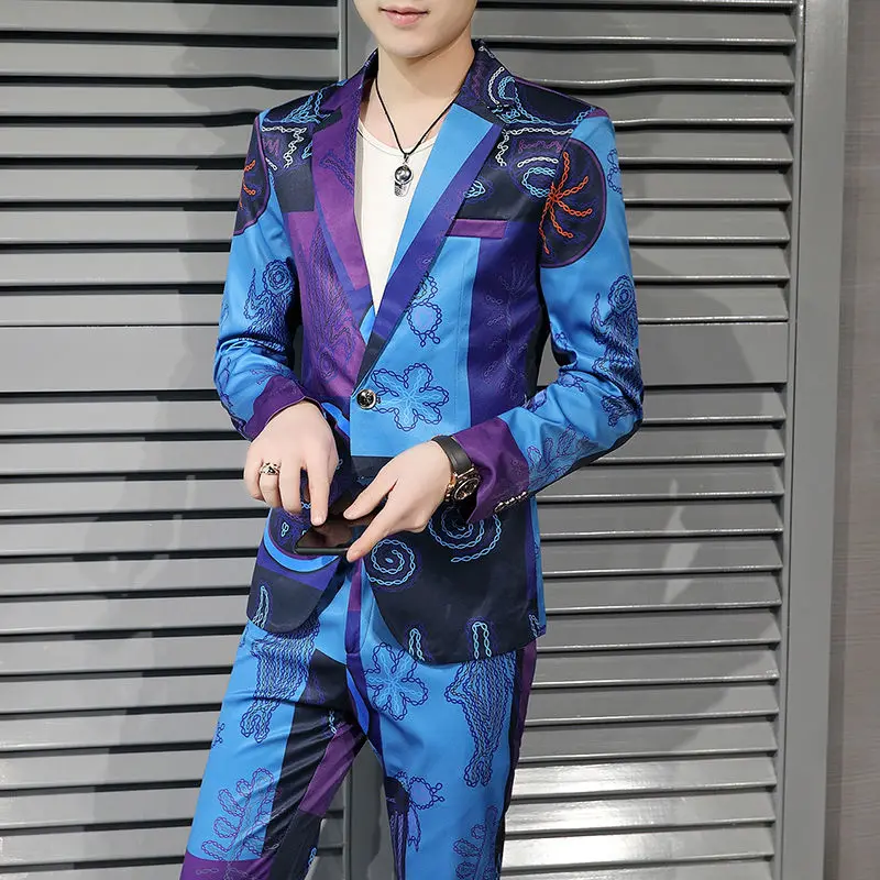 Жаккардовый деловой мужской костюм джентльмена из 2 предметов свадебный в