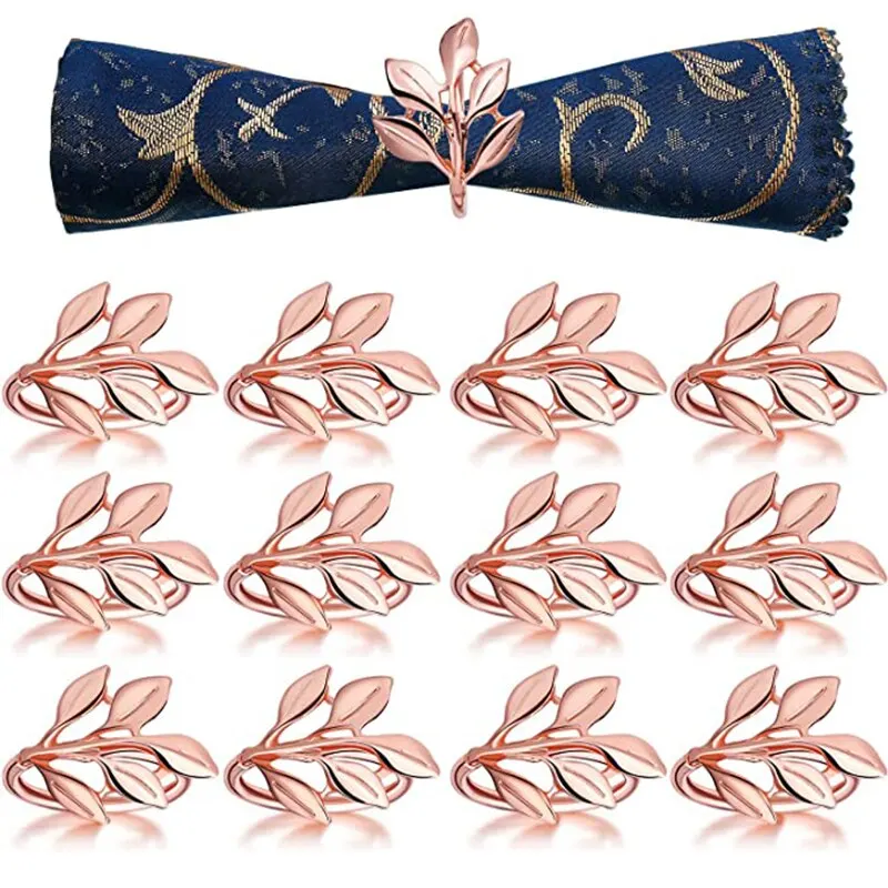 

1Pc Fall Leaves Napkin Rings Gold Silver Rose Gold Christening Bangle Metal Napkin Holder Wedding Gifts Baptismal Party Decor