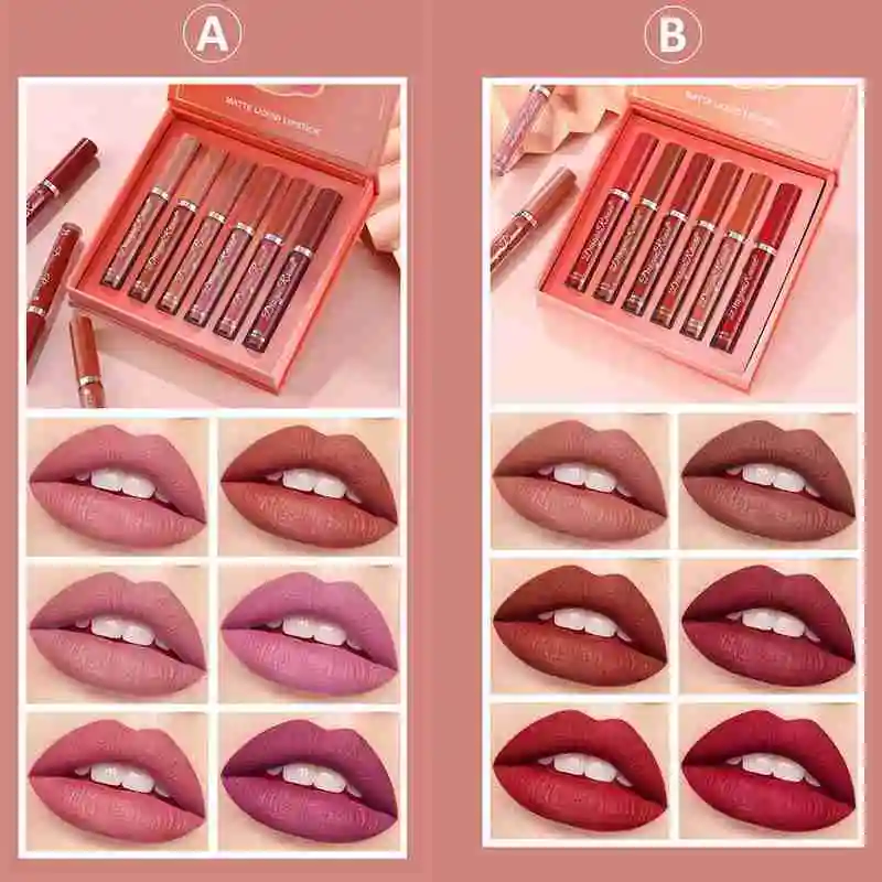 

6 Colors Matte Lipstick Set Water Proof Waterproof Makeup Lasting Kits Up Make Gloss Lip Lipstick Long Lip Nude Stick Red L U3E1