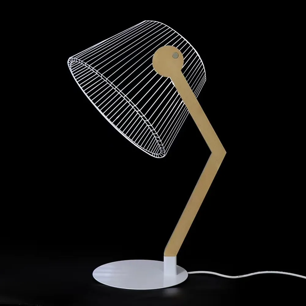 HZFCEW USB Мощность 3D эффект стерео видение светодиодный настольная лампа древесины