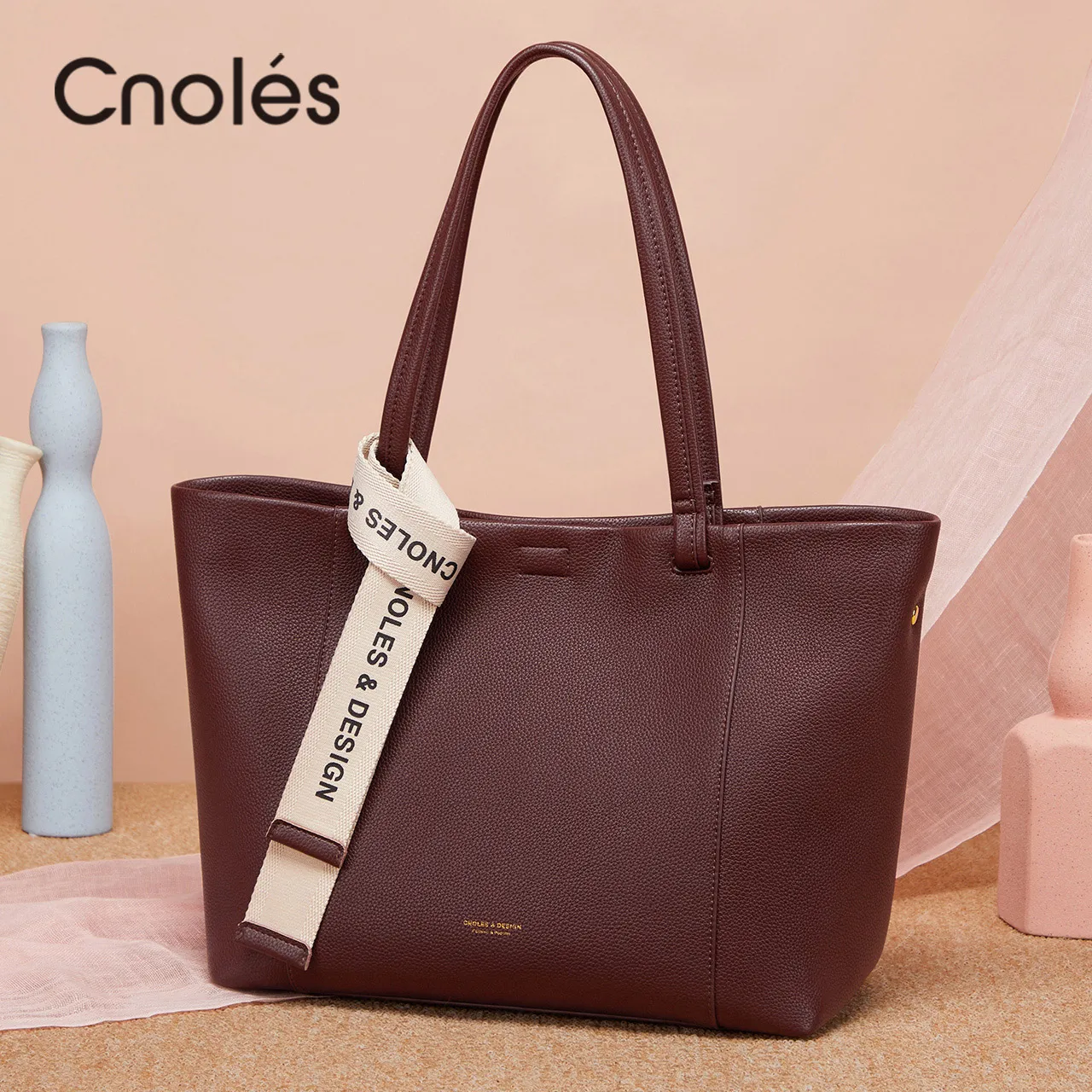 Cnoles Fashion Women Bucket Shoulder Bag Female Split Cow Leather ​Large Capacity Tote Bag Lady Handbags Messenger Bags