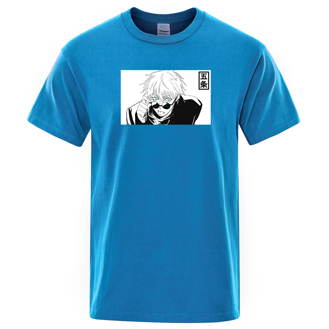 

Men T Shirt Funny Cartoon Gojo Satoru Anime Jujutsu Kaisen T Shirts Short Sleeve Tops Fashion Cartoon T-Shirt Summer Streetwear