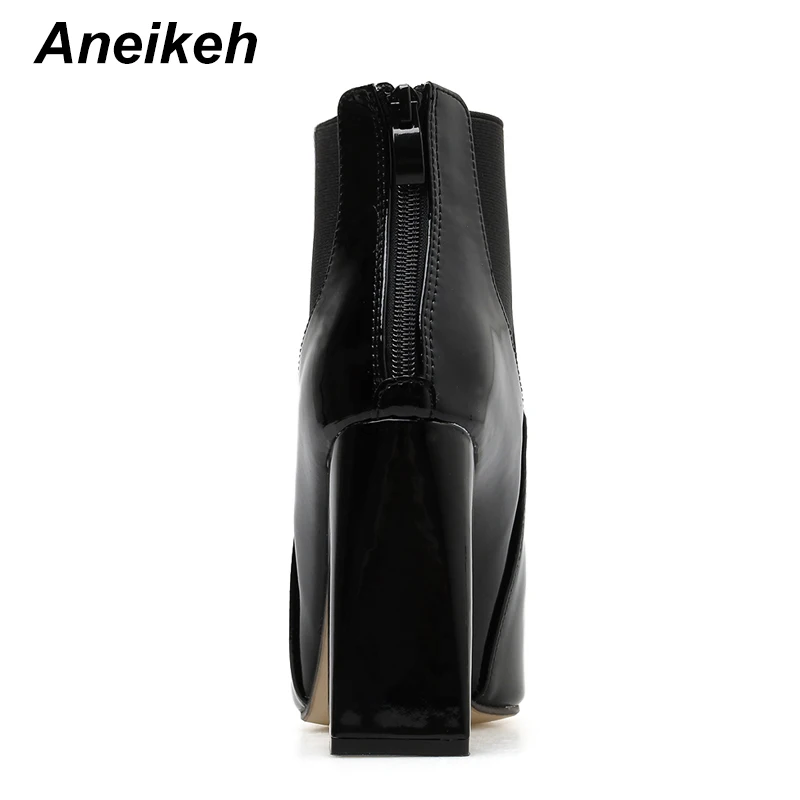 Женские ботильоны из искусственной кожи Aneikeh черные однотонные на высоком