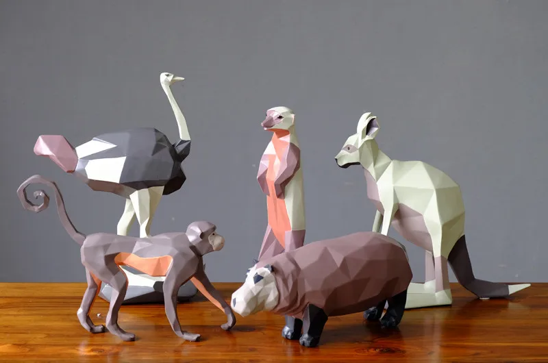 

Современные геометрические украшения [HHT] в скандинавском стиле, животные, обезьяна, кенгуру, бегемот, страусика, гостиная, кабинет, офис, укр...