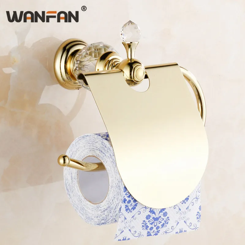 Держатель для бумаги стеклянный кристалл декоративная латунная Туалетная