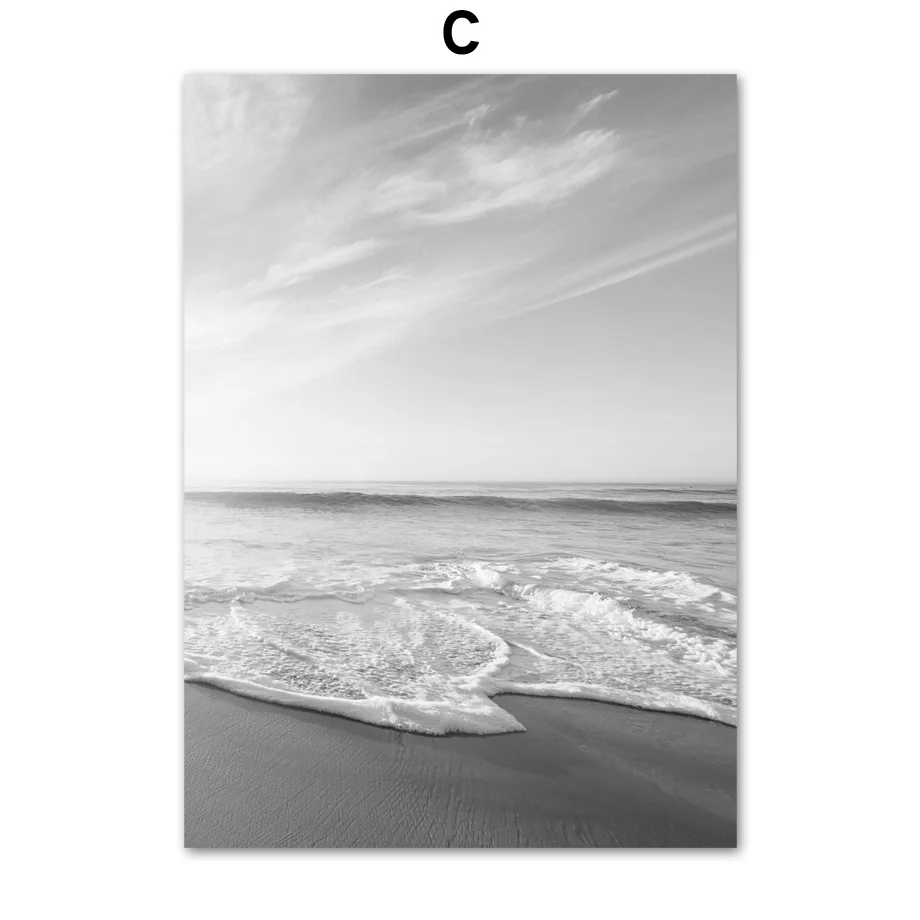 Черно-белая ледяная морская волна лес настенная Картина на холсте скандинавские