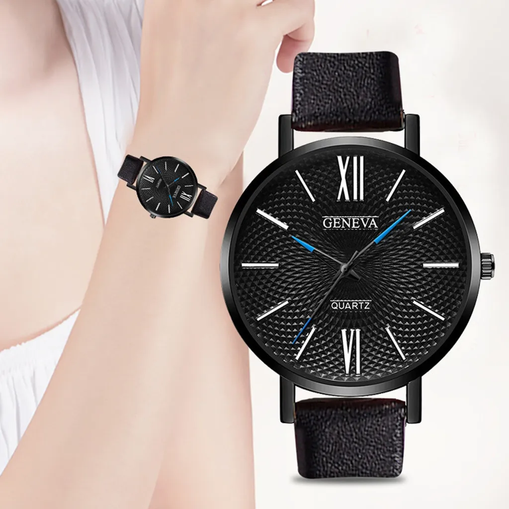 Часы наручные для мужчин и женщин повседневные модные роскошные с кожаным