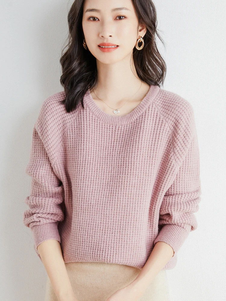 

Lazy RoundNeckPaddedPulloverSweaterWomen'sAutumn And Winter Long-SleevedNew LooseFashionSimpleBottomingKnitSweater