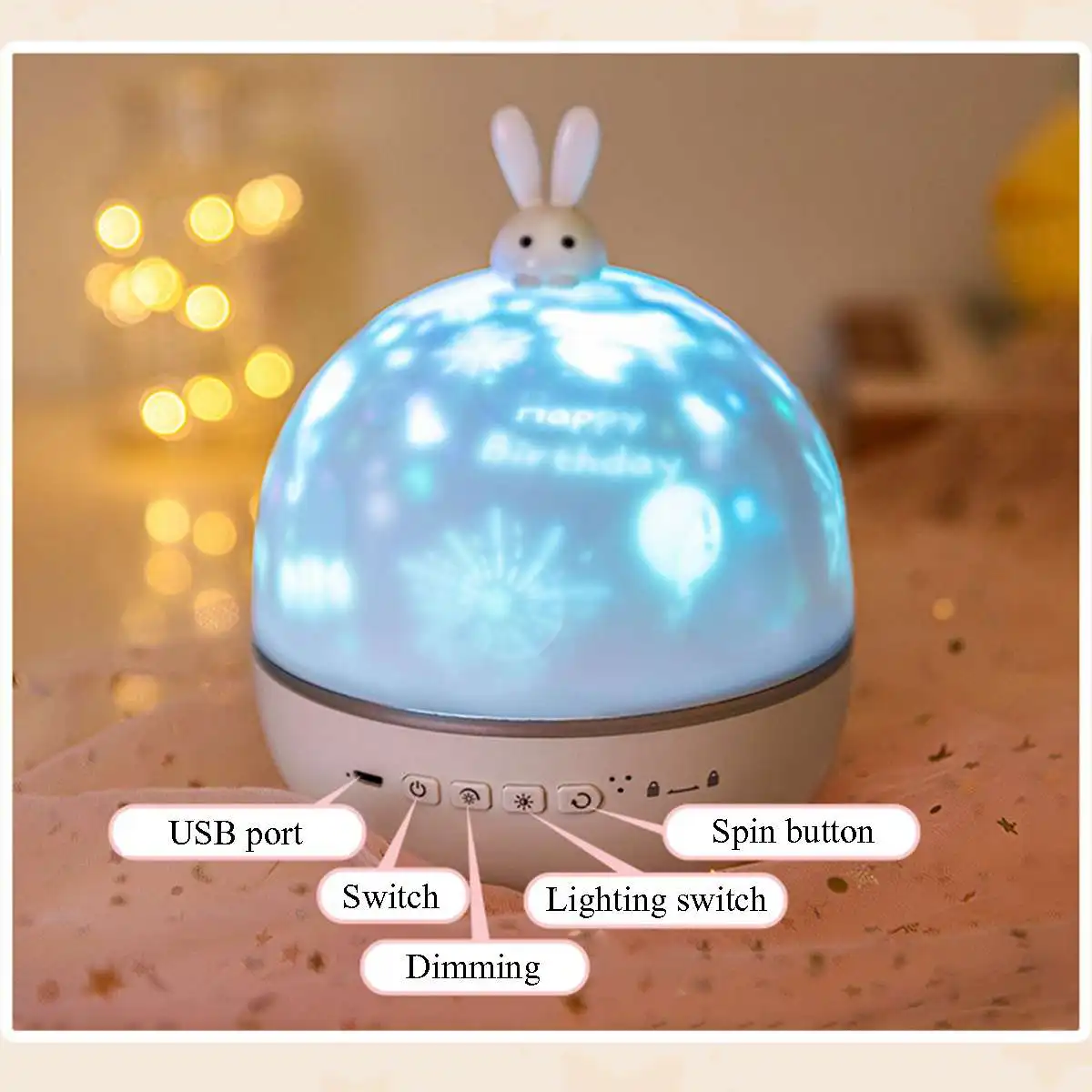 

Starry Sky Projection Lamp 3 Color Ligth Rotation Bedroom Night Light 360 Degree 8 Projection Film Kids Bedroom Home Party Decor