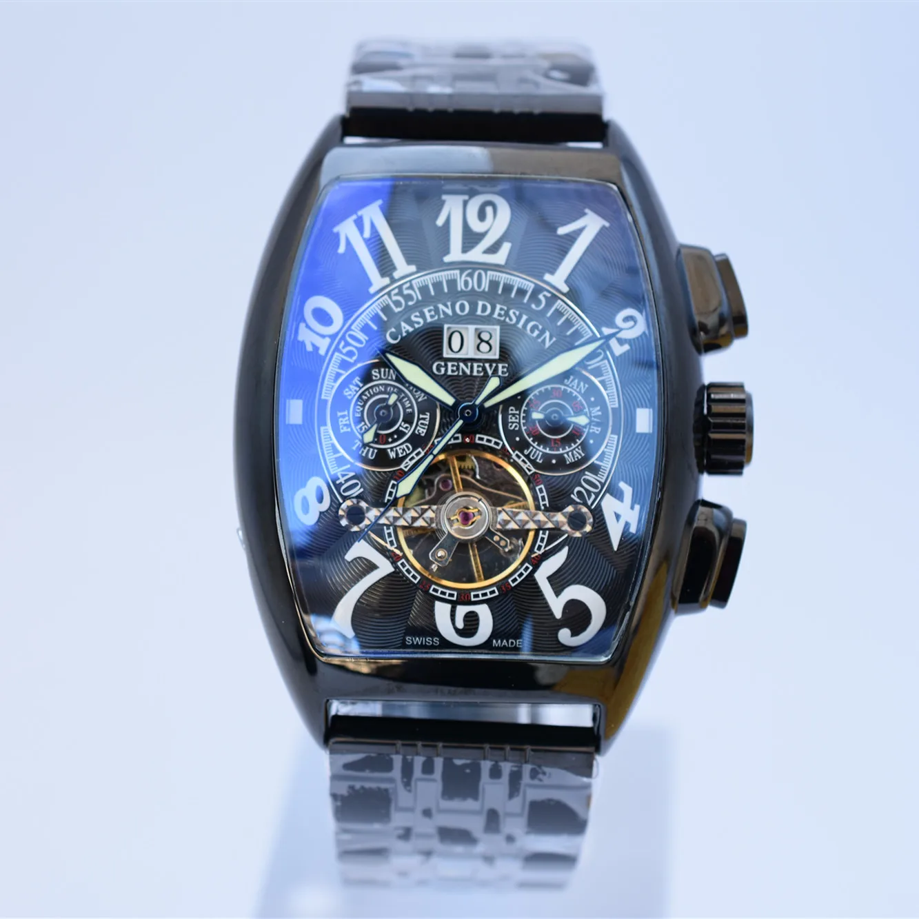 1 CASENO брендовые модные часы из нержавеющей стали tourbillon Механические Мужские золотые часы дропшиппинг день Дата Скелет Мужские часы с автоматическим подзаводом - Цвет: 1