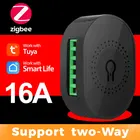 Tuya ZigBee 3,0 умный светильник переключатель 16A Мини монитор Сделай сам модуль кнопка выключателя поддерживает связь с 2-мя способ Управление для Alexa Google Home