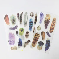 3 sheets pack beautiful feathers decorative stickers diy diary album party decor