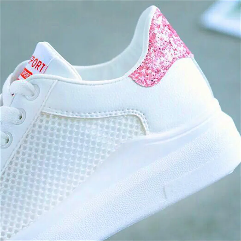 

Women's summer 2020 new wild flat casual breathable mesh hollow white women's shoes