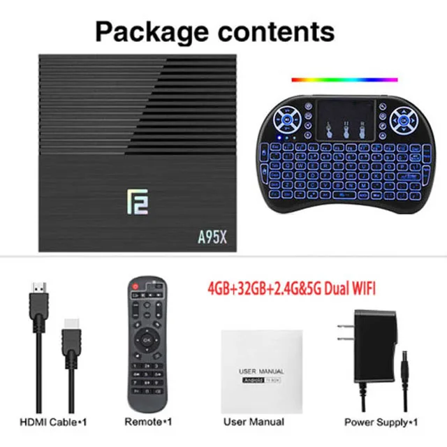 4GB 32GB 5G I8B Android 9,0 tv box A95X F2 Amlogic S905X2 Поддержка 2,4g и 5g Wifi Bluetooth 1080p 4K Google плеер Netflix Youtube Smart tv box - Цвет: 4GB 32GB 5G I8B