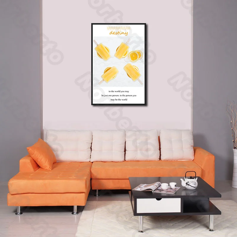 

Nordic Style Canvas Painting Wall Yellow Fruit Oranges and Popsicles Warm Words Art Letters for Living Room Bedroom Wall Decora