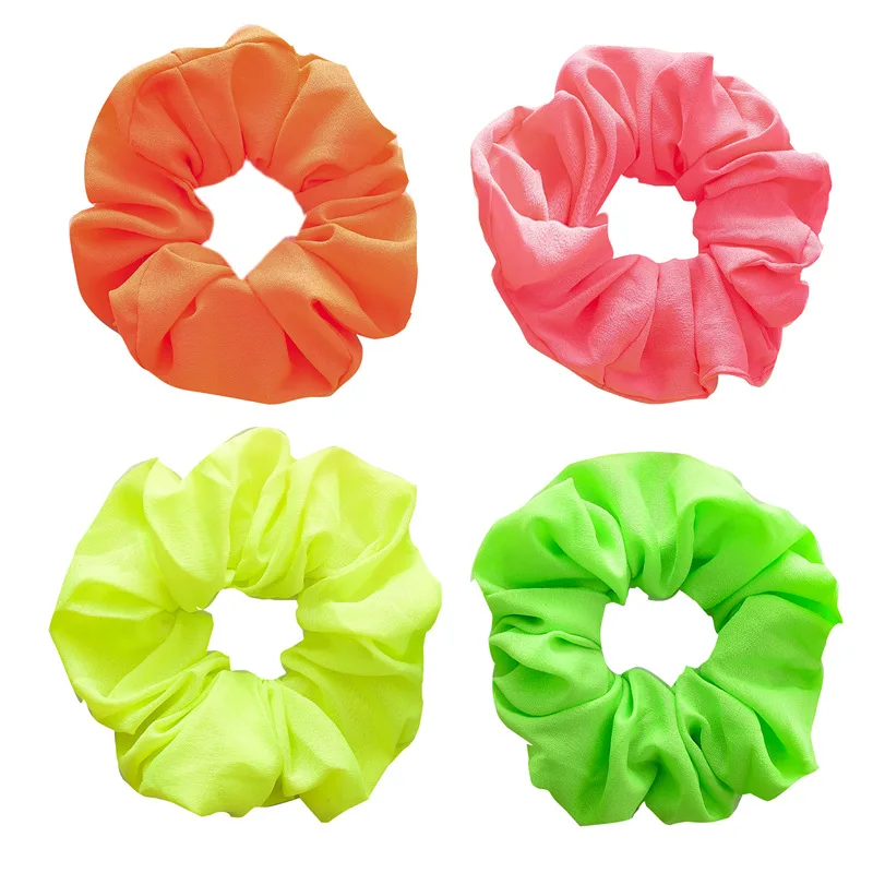 

Women Neon Scrunchies Hair Ring Solid Color Ponytail Holders Fluorescent Color Bright Elastic Hair Rope Girls Hair Accessories