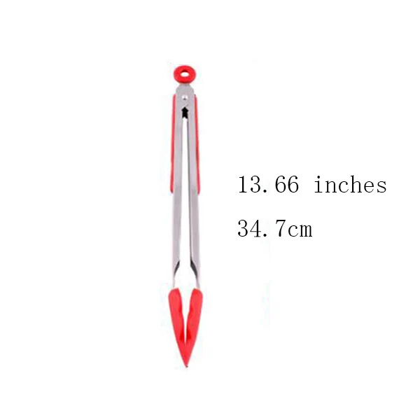 34.7cm Силиконовые 7/9/12/14/16 дюймов спагетти салат тосты барбекю мясо длинный плоский щипцы инструмент для кухни инструменты для приготовления пищи щипцы для еды - Цвет: 34.7cm