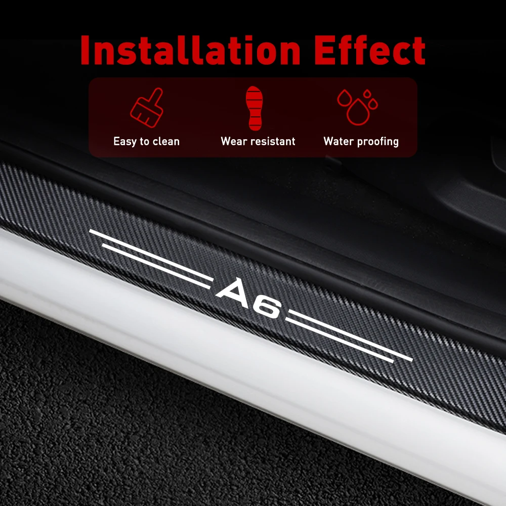 Защитные наклейки на дверные пороги для Audi A4 B5 B6 B7 B8 B9 A3 8P 8V 8L A5 A6 C6 C5 C7 A1 A7 A8 Q2 Q3 Q5 Q7 TT 4