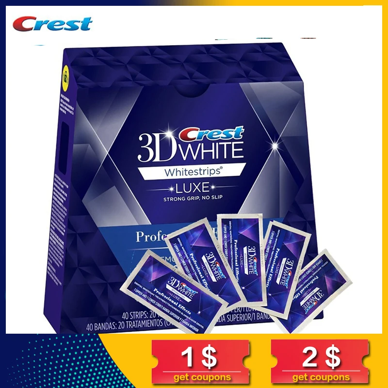 Original1box / 40 полосы 20 Pouches крест 3D белый люкс профессиональные эффекты Crest Whitestrips