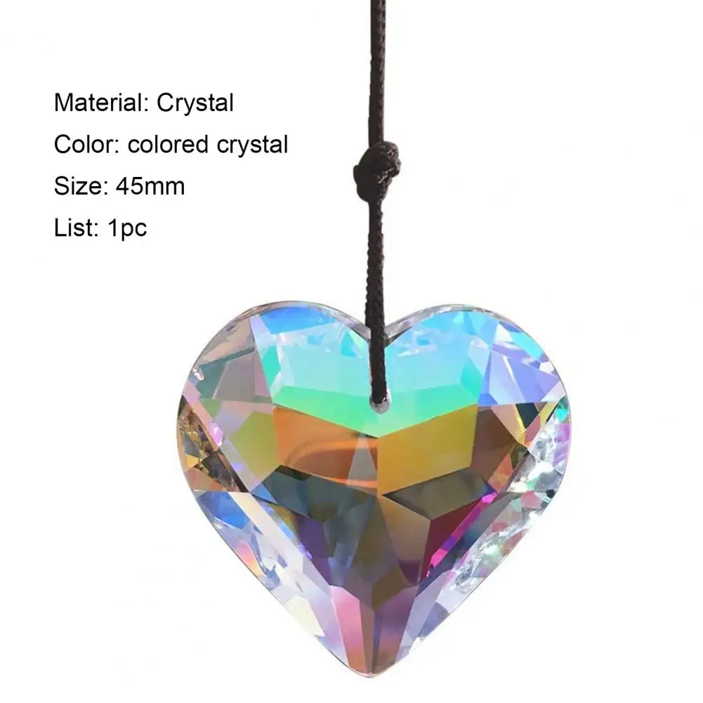 

Hanging Decor Wind Chimes Stylish Wide Application Faux Crystal Heart Shape Bright-colored Hanging Pendant for Home Car