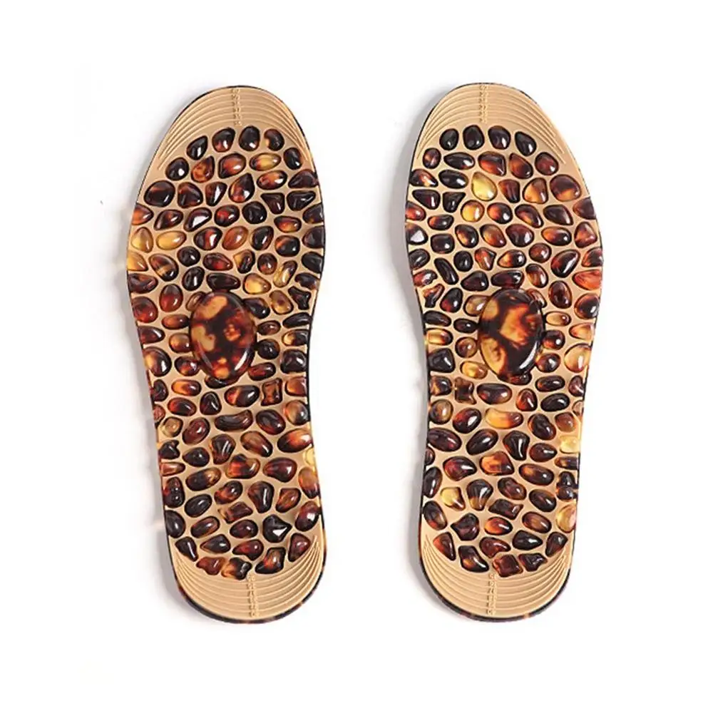 1 пара стельки из булыжника терапевтические для точечного Акупрессура ног мужчин