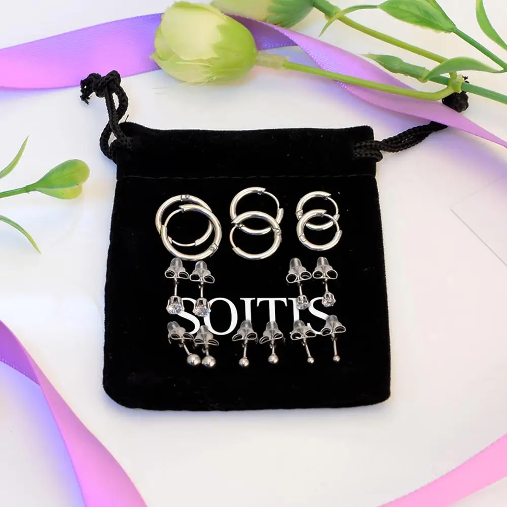 Серьги-гвоздики из нержавеющей стали с цирконом бабочкой | Украшения и