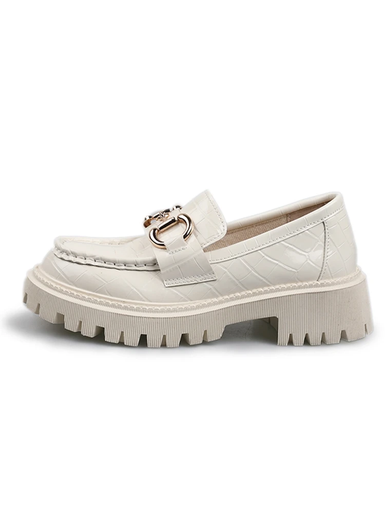 

2021 new Loafers women's shoes spring 2021 new fashion casual British round toe thick-soled non-slip leather shoes