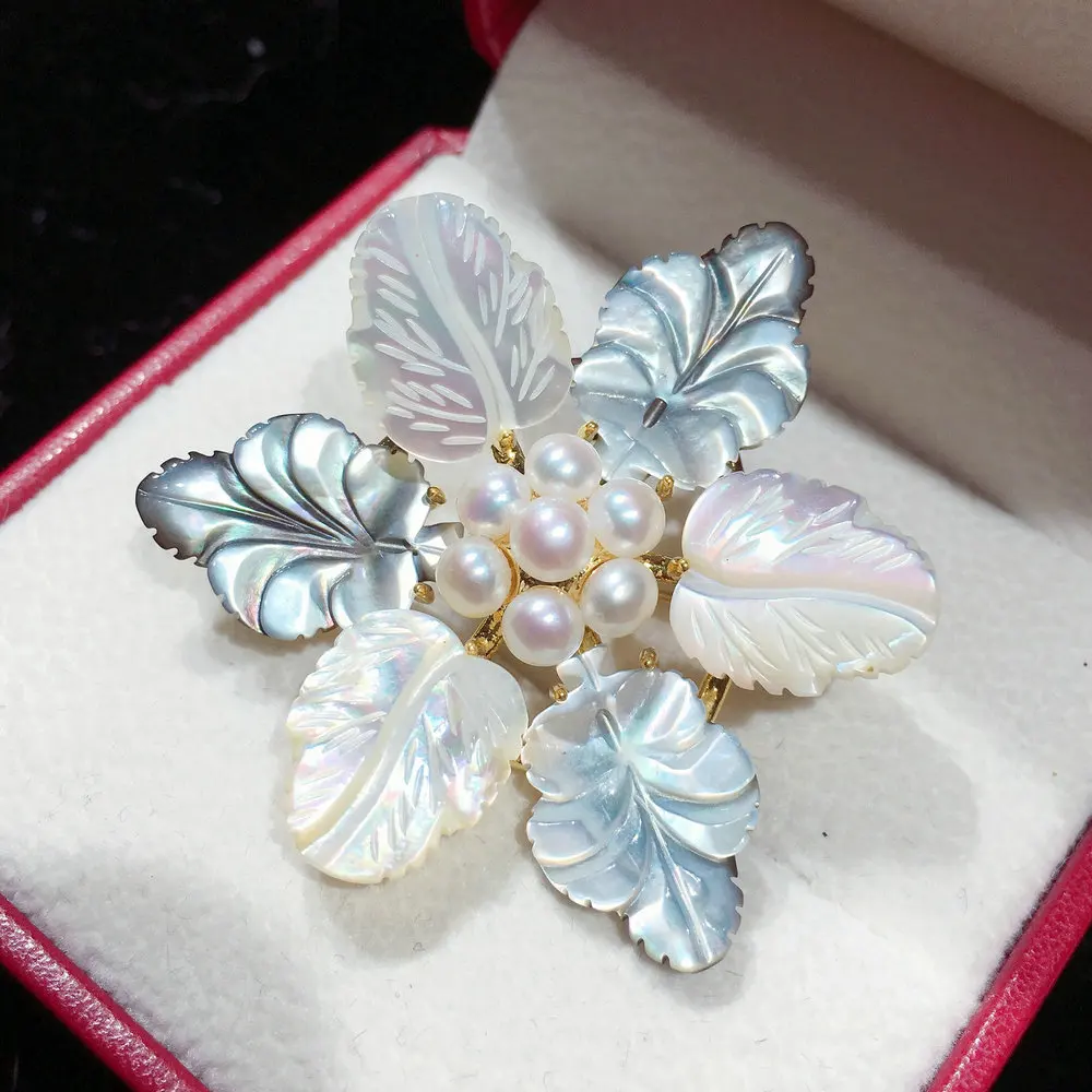SINZRY Уникальные Элегантные Броши с натуральным пресноводным жемчугом листьями