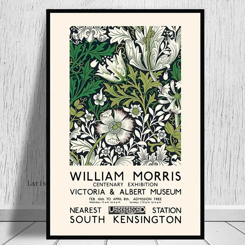 

William Morris Canvas Painting The Victoria and Albert Exhibition Poster and Prints Wall Art Pictures for Living Room Decor