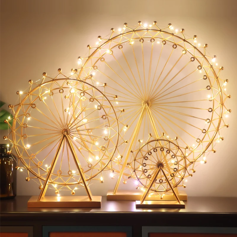 Nordic Утюг Колесо обозрения ночной светильник украшения с поворотным столом лампа
